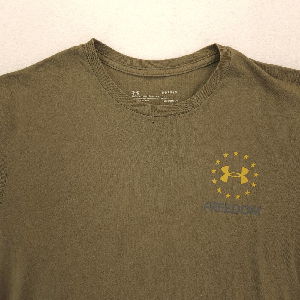 Under Armour Casual Crew Neck Short Sleeve Graphic T Shirt Mens Size M Green
